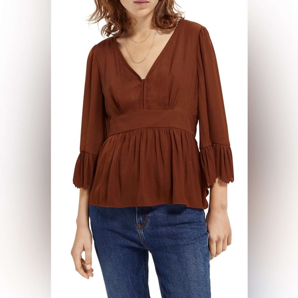 Scotch & Soda V Neck Peplum Top M